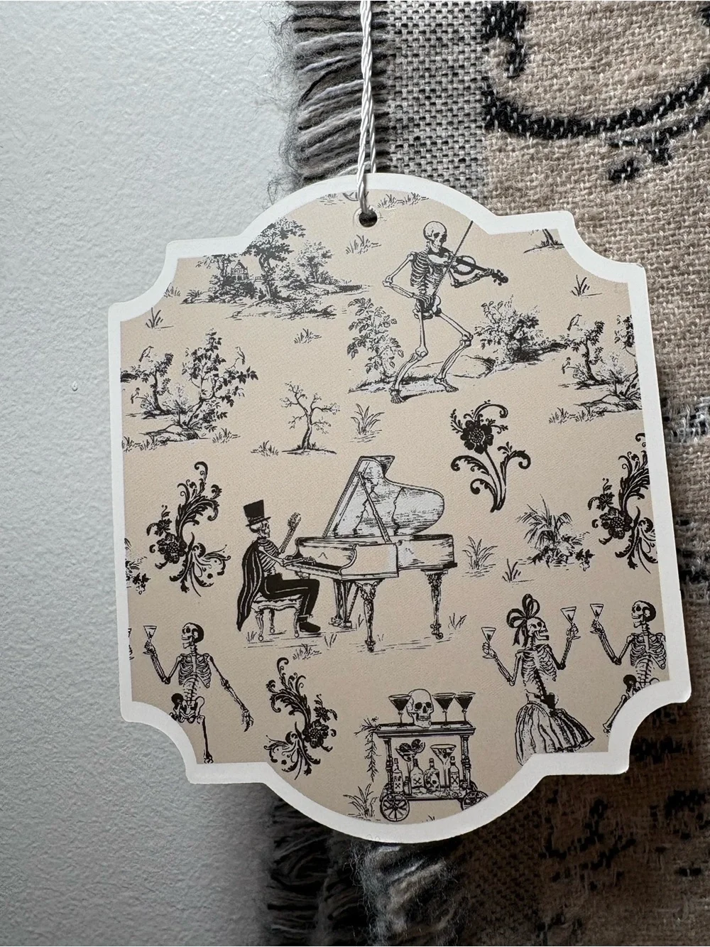 Envogue Beige and Black Toile Tapestry Wall Throw